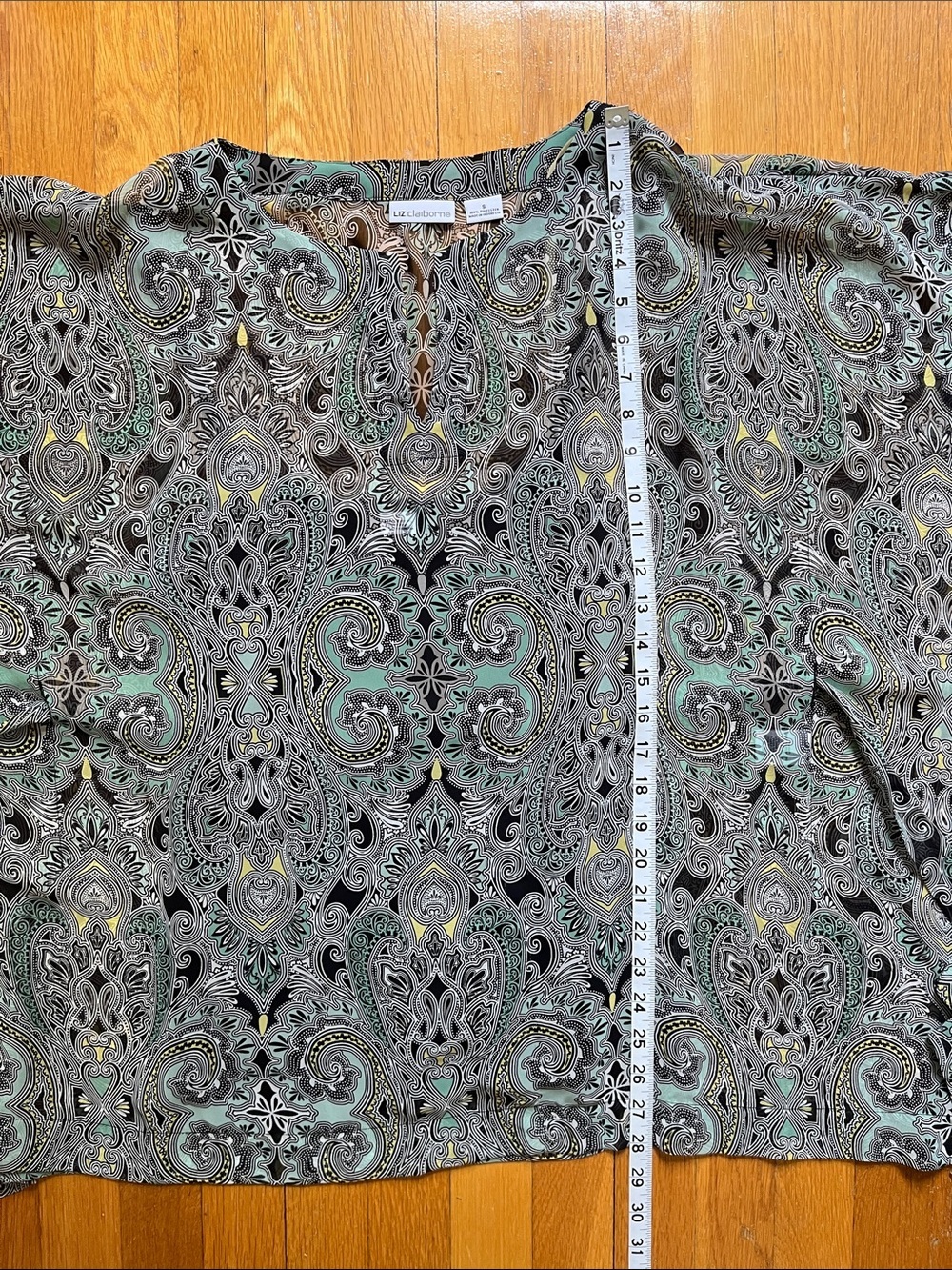 Sheer Overlay Flowy Paisley Caftan Style Top with Sash Belt and Liner Tank - Picture 9 of 13